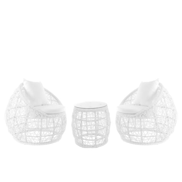 Sitzgruppe Sassari white/ Sitzkissen snow